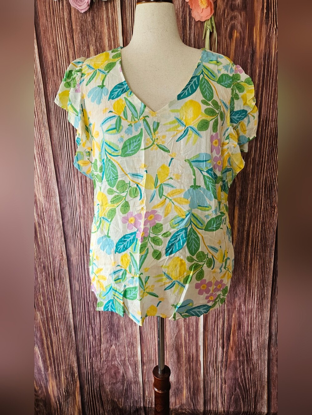 NWT Rachel Roy Flutter Sleeve Top Plus Size 1X